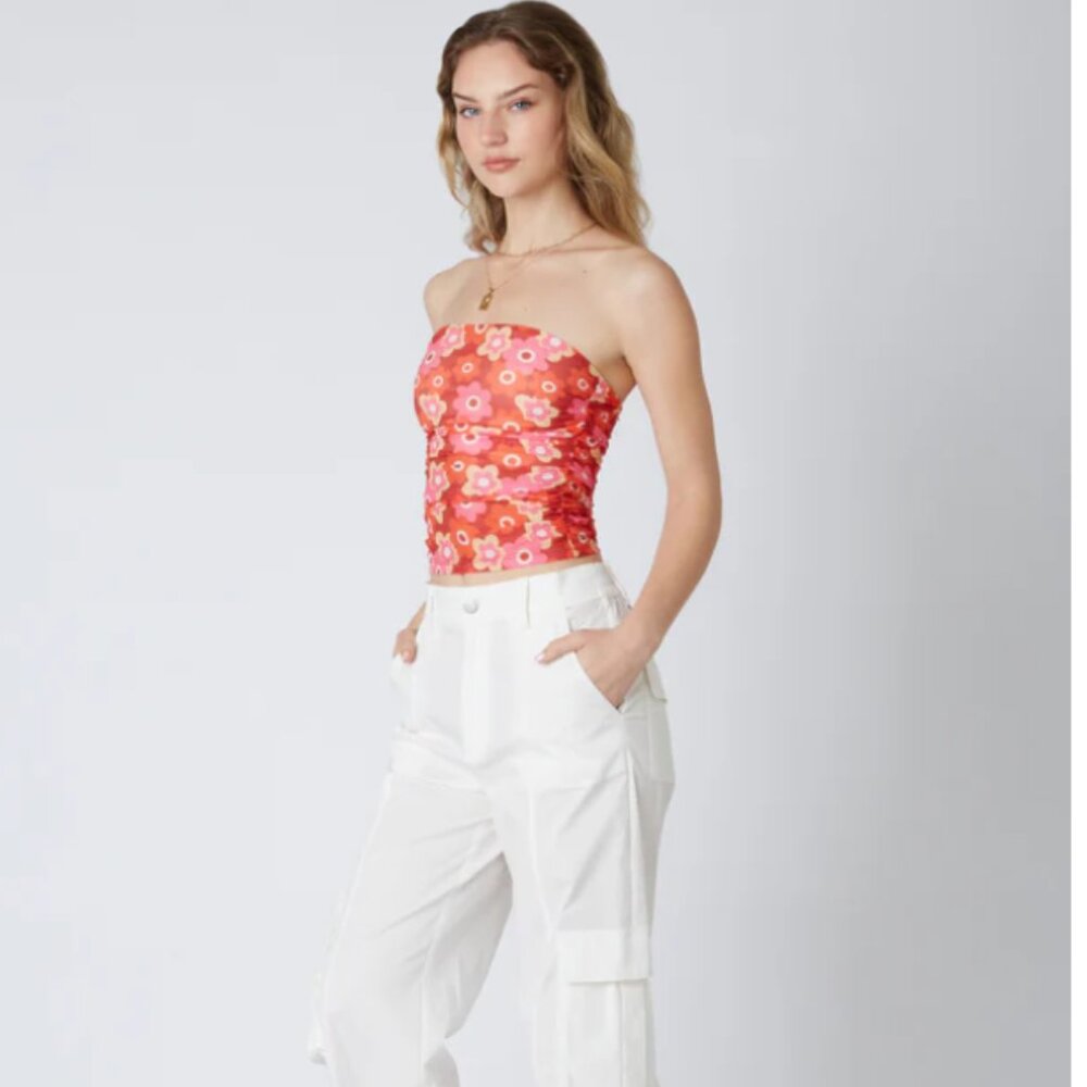 Mesh Tube Top- Cotton Candy LA - Colorful Floral Top